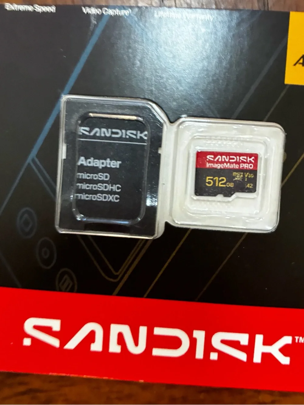 SanDisk 512GB ImageMate PRO microSDXC Card with Adapter - Black and Red